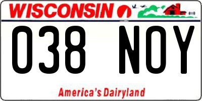 WI license plate 038NOY