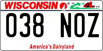 WI license plate 038NOZ