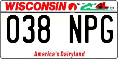 WI license plate 038NPG