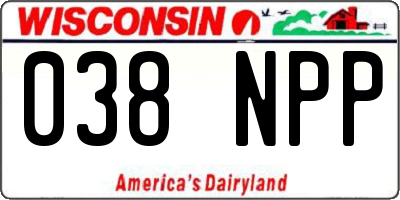 WI license plate 038NPP