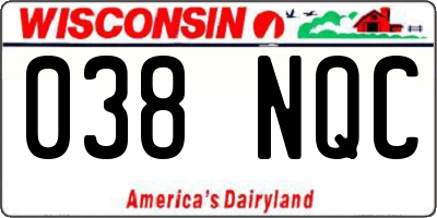 WI license plate 038NQC