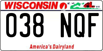 WI license plate 038NQF