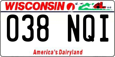 WI license plate 038NQI