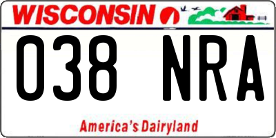 WI license plate 038NRA