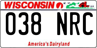 WI license plate 038NRC