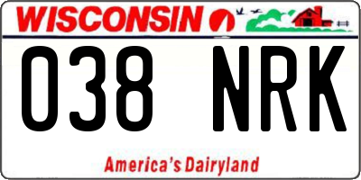 WI license plate 038NRK