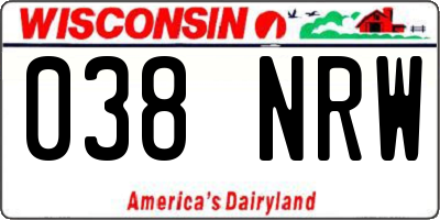 WI license plate 038NRW