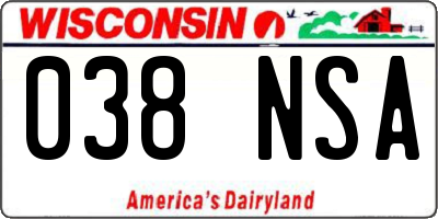 WI license plate 038NSA