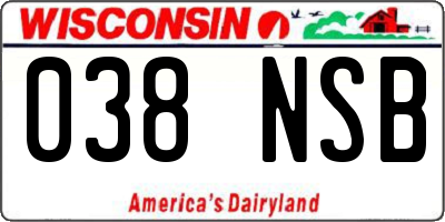 WI license plate 038NSB