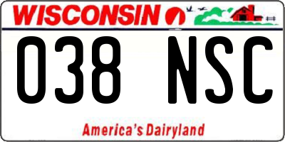 WI license plate 038NSC