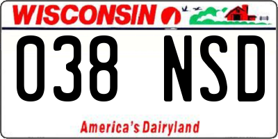 WI license plate 038NSD
