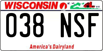 WI license plate 038NSF