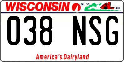 WI license plate 038NSG