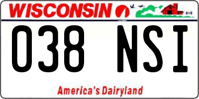 WI license plate 038NSI