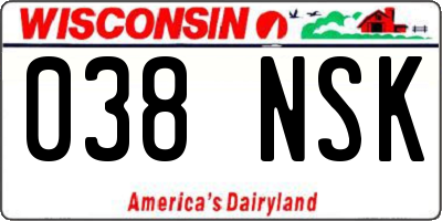 WI license plate 038NSK