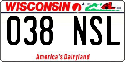 WI license plate 038NSL