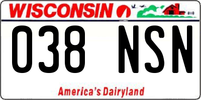 WI license plate 038NSN