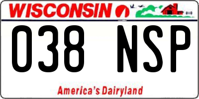 WI license plate 038NSP