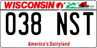 WI license plate 038NST