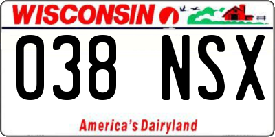 WI license plate 038NSX