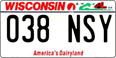 WI license plate 038NSY