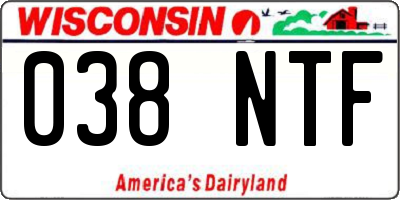 WI license plate 038NTF