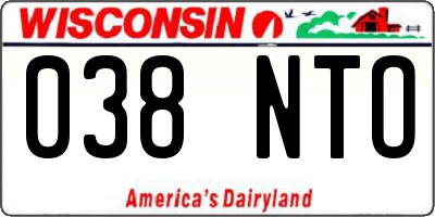 WI license plate 038NTO