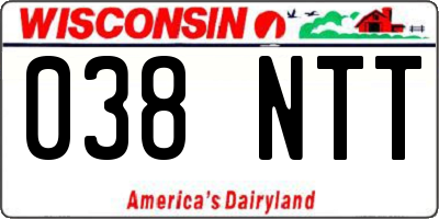 WI license plate 038NTT