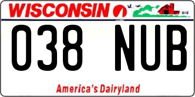 WI license plate 038NUB