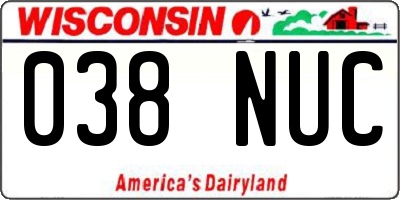 WI license plate 038NUC