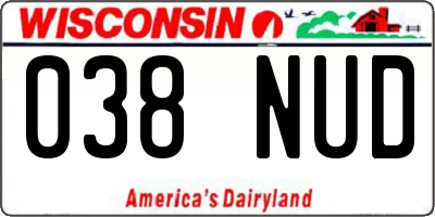 WI license plate 038NUD