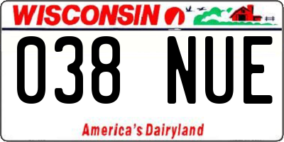 WI license plate 038NUE