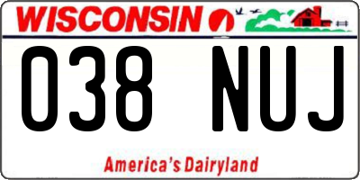 WI license plate 038NUJ