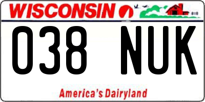 WI license plate 038NUK