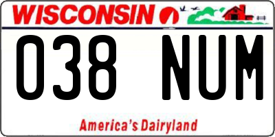 WI license plate 038NUM