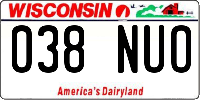 WI license plate 038NUO