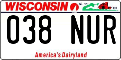 WI license plate 038NUR