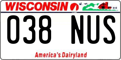 WI license plate 038NUS