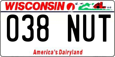 WI license plate 038NUT