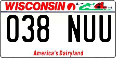 WI license plate 038NUU
