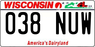 WI license plate 038NUW