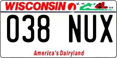WI license plate 038NUX