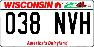 WI license plate 038NVH