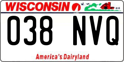 WI license plate 038NVQ