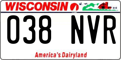 WI license plate 038NVR