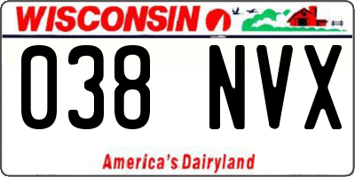 WI license plate 038NVX