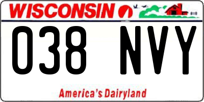 WI license plate 038NVY