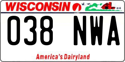 WI license plate 038NWA