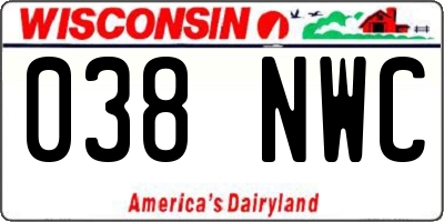 WI license plate 038NWC