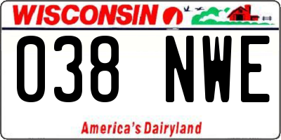 WI license plate 038NWE